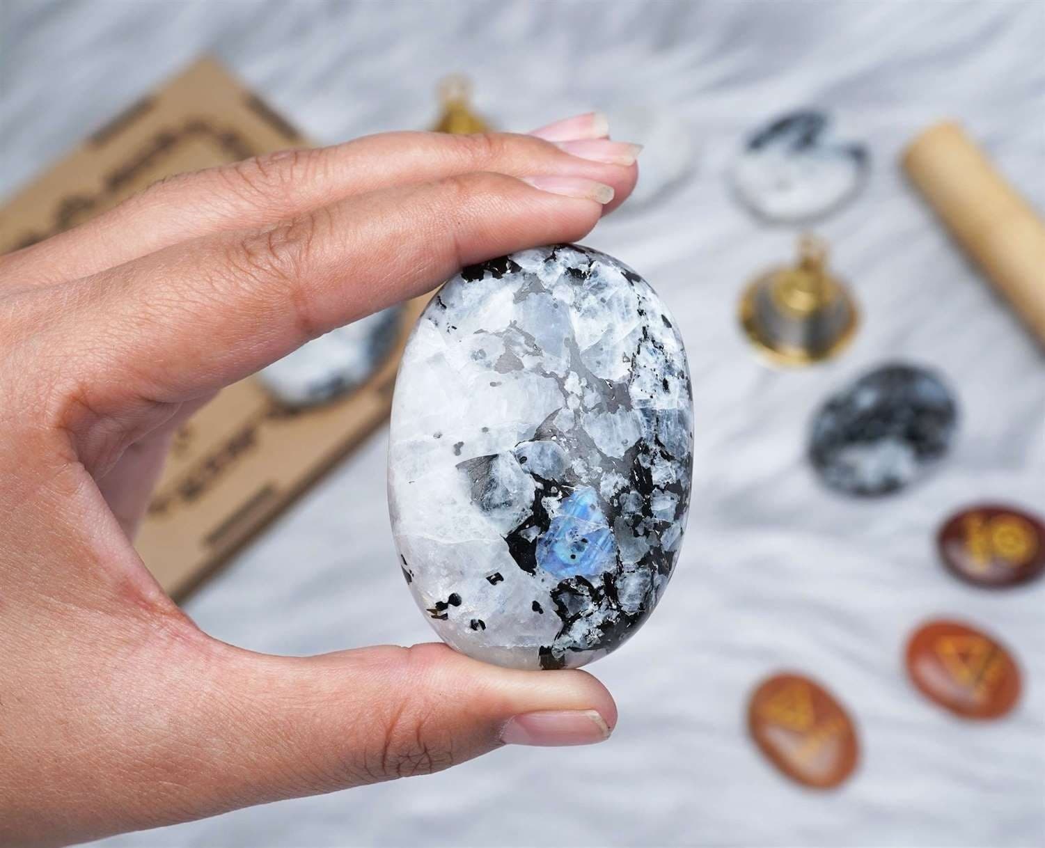 The Complete Guide to Rainbow Moonstone Crystal Palmstone (Promote Emotional Balance): Properties, Origin & Care
